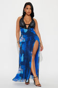Ashley Mesh Maxi Dress - Blue/Black