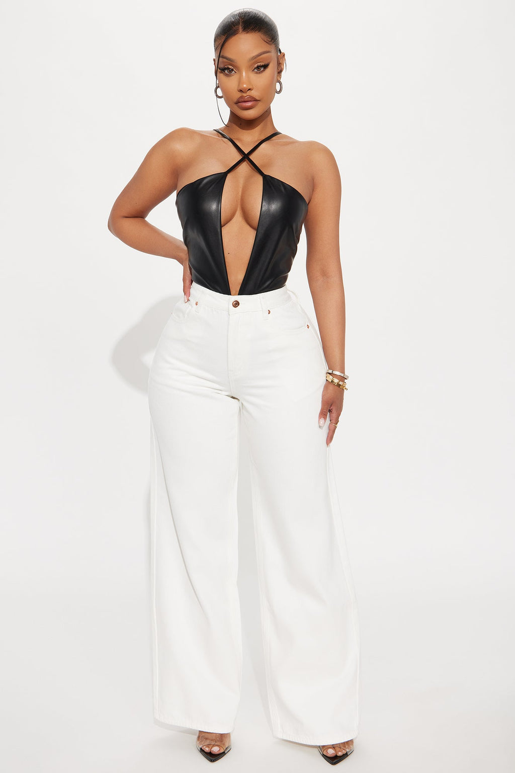 Virtue And Vice Wide Leg Baggy Jeans - White