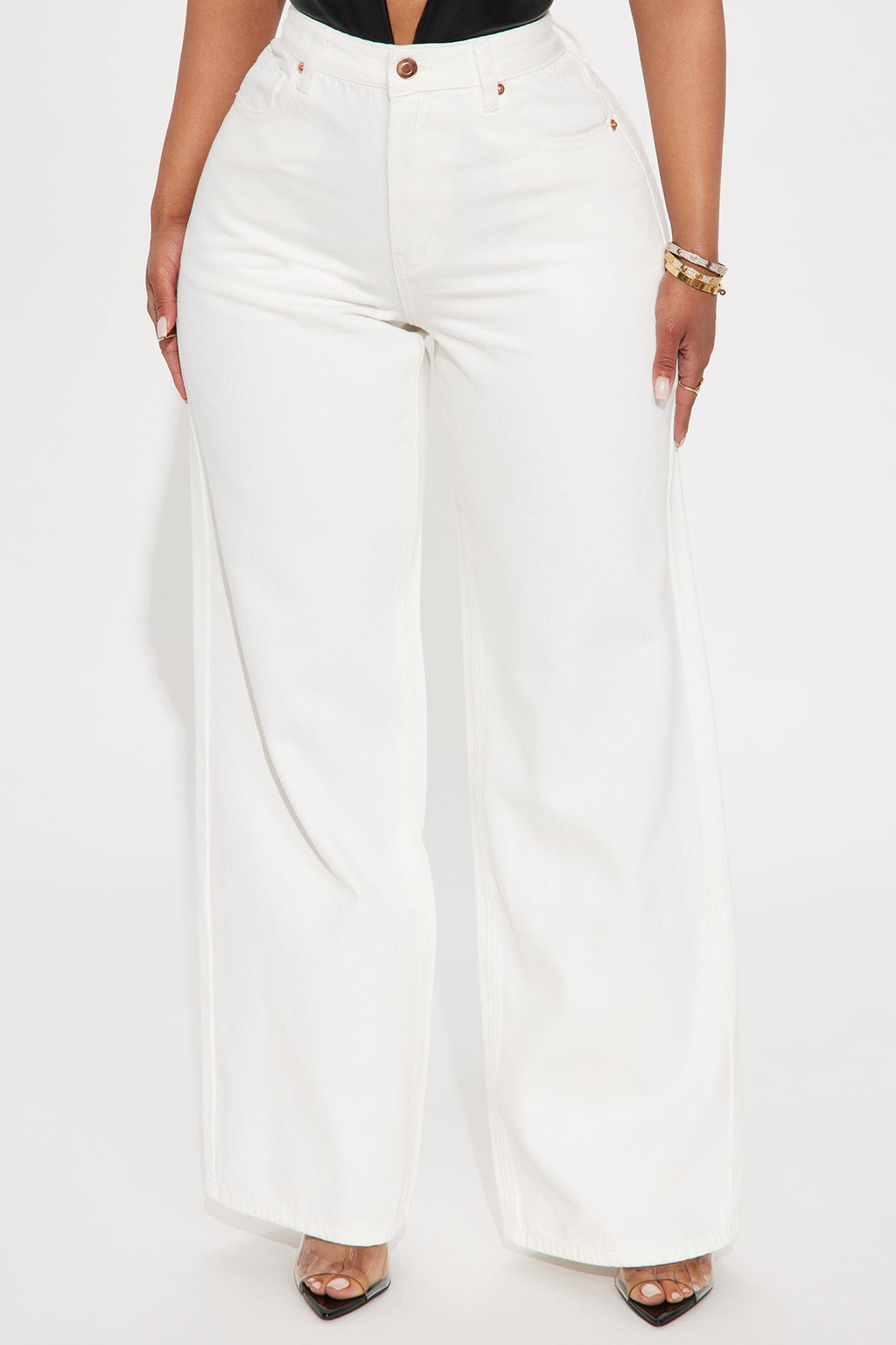 Virtue And Vice Wide Leg Baggy Jeans - White