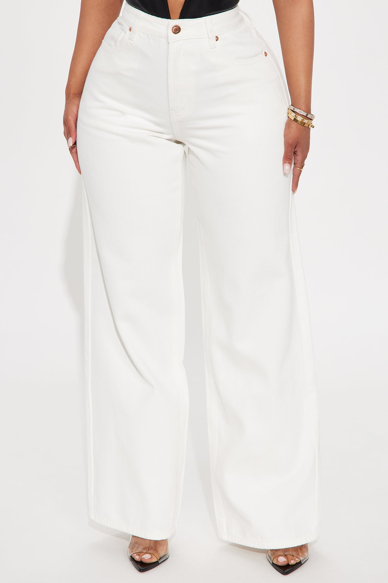 Virtue And Vice Wide Leg Baggy Jeans - White