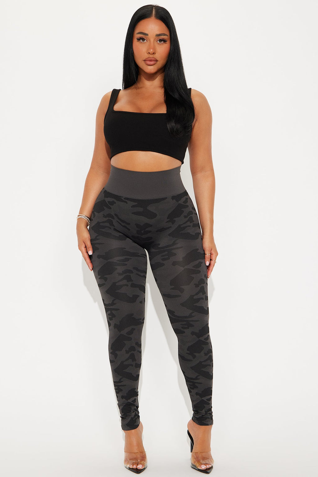 Kelly Seamless Camo Legging - Charcoal