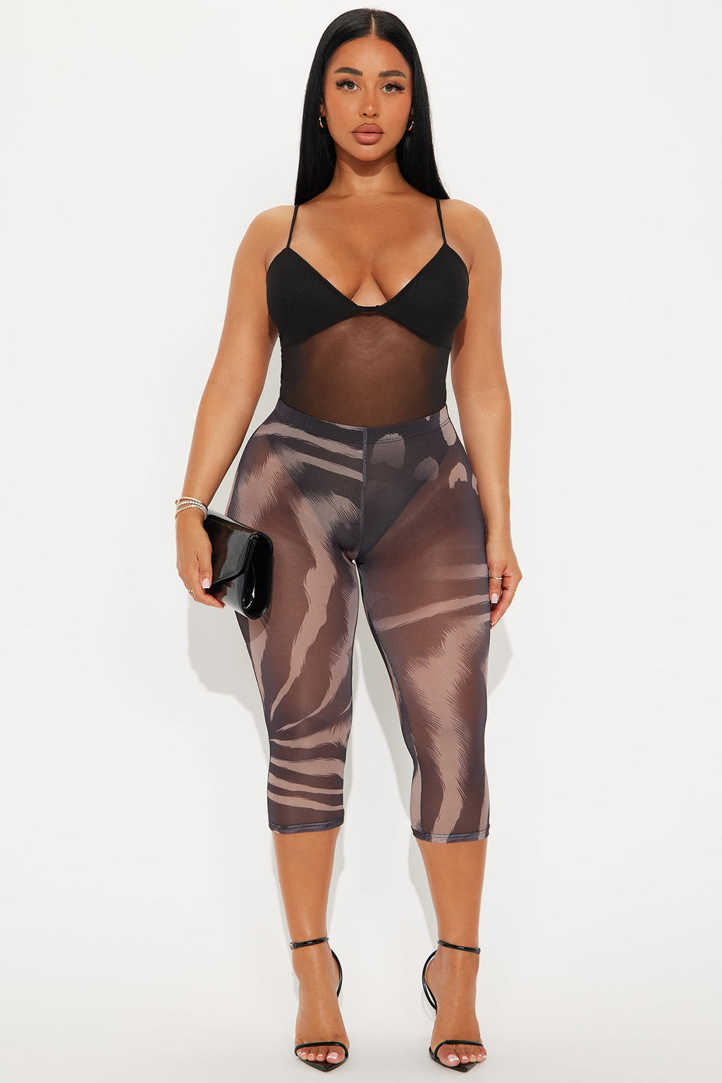 That's Too Hot Animal Print Mesh Capri Legging - Chocolate/Combo