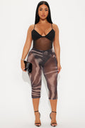 That's Too Hot Animal Print Mesh Capri Legging - Chocolate/Combo