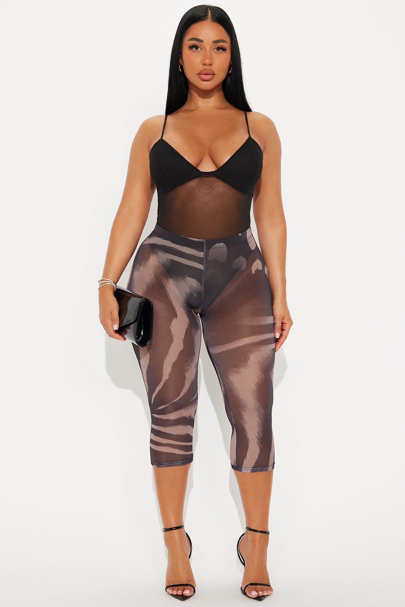 That's Too Hot Animal Print Mesh Capri Legging - Chocolate/Combo