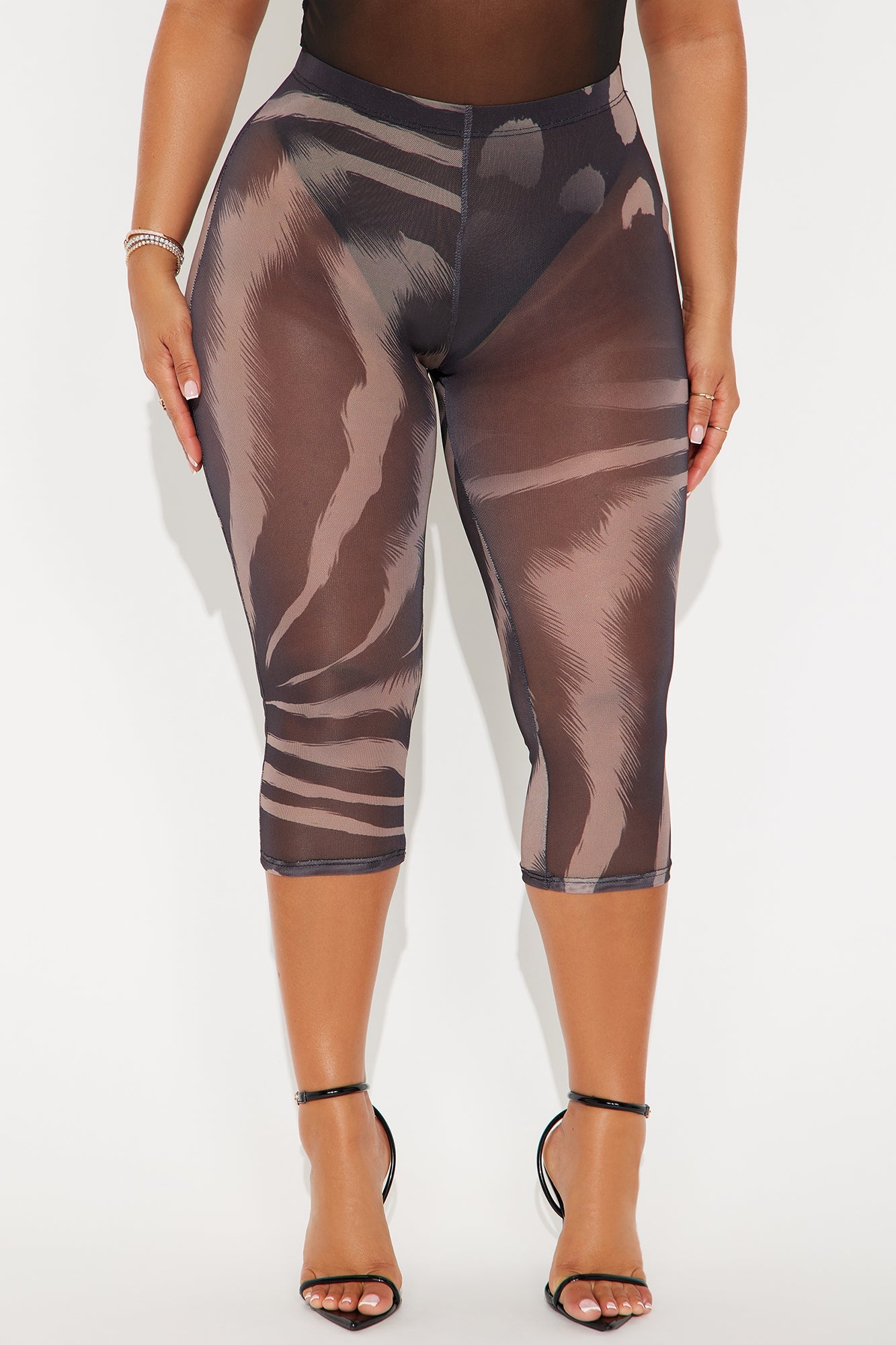 That's Too Hot Animal Print Mesh Capri Legging - Chocolate/Combo