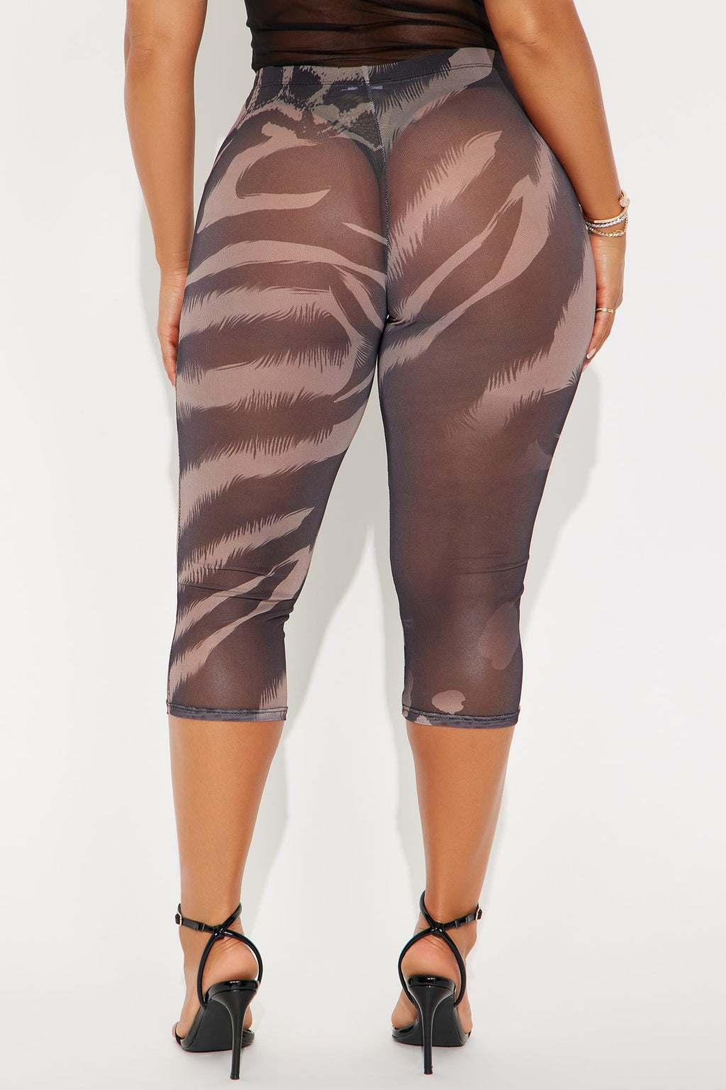 That's Too Hot Animal Print Mesh Capri Legging - Chocolate/Combo