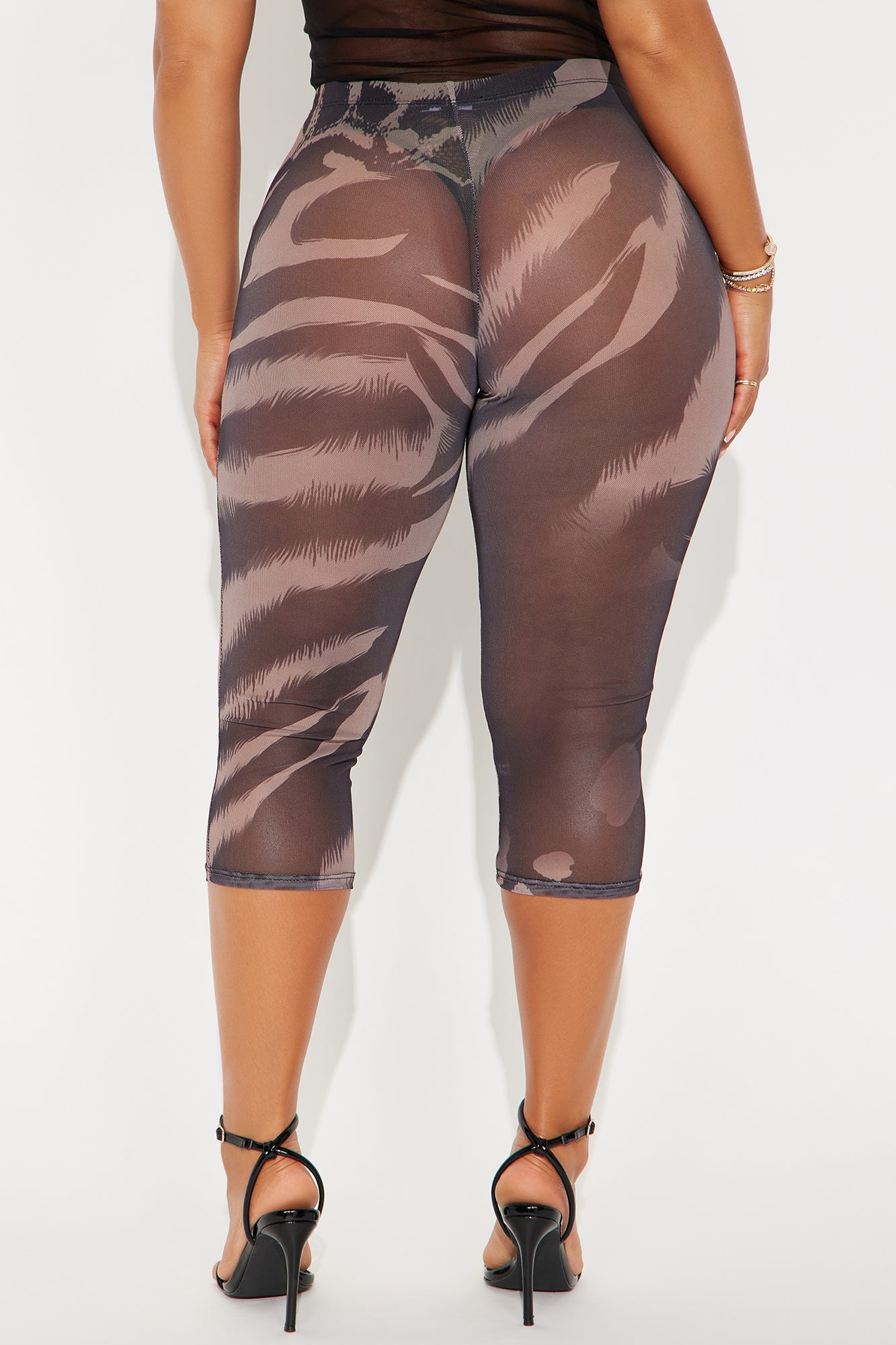 That's Too Hot Animal Print Mesh Capri Legging - Chocolate/Combo