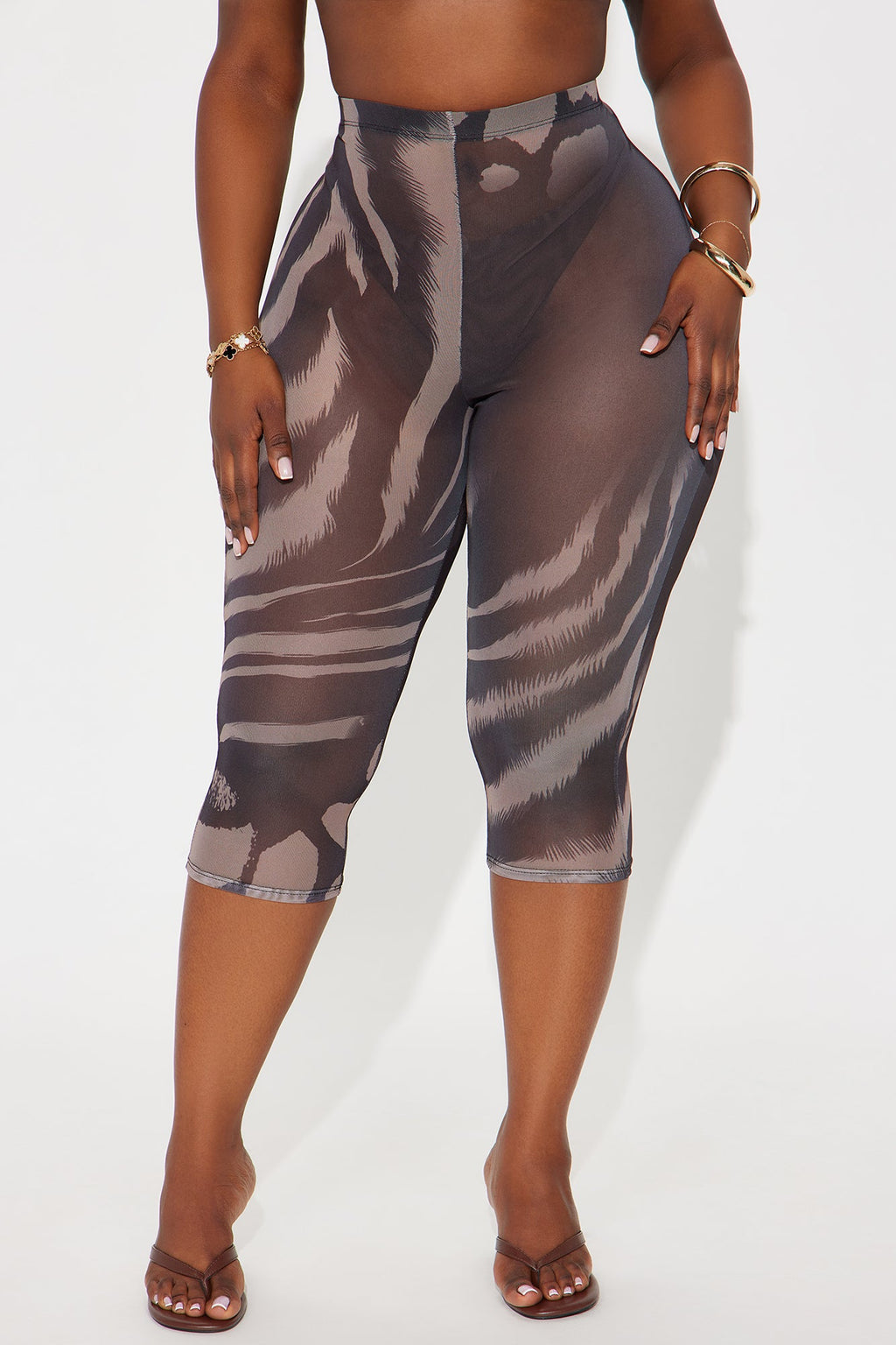 That's Too Hot Animal Print Mesh Capri Legging - Chocolate/Combo