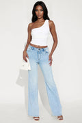 Tall Make My Day Stretch Wide Leg Jeans - Light Wash