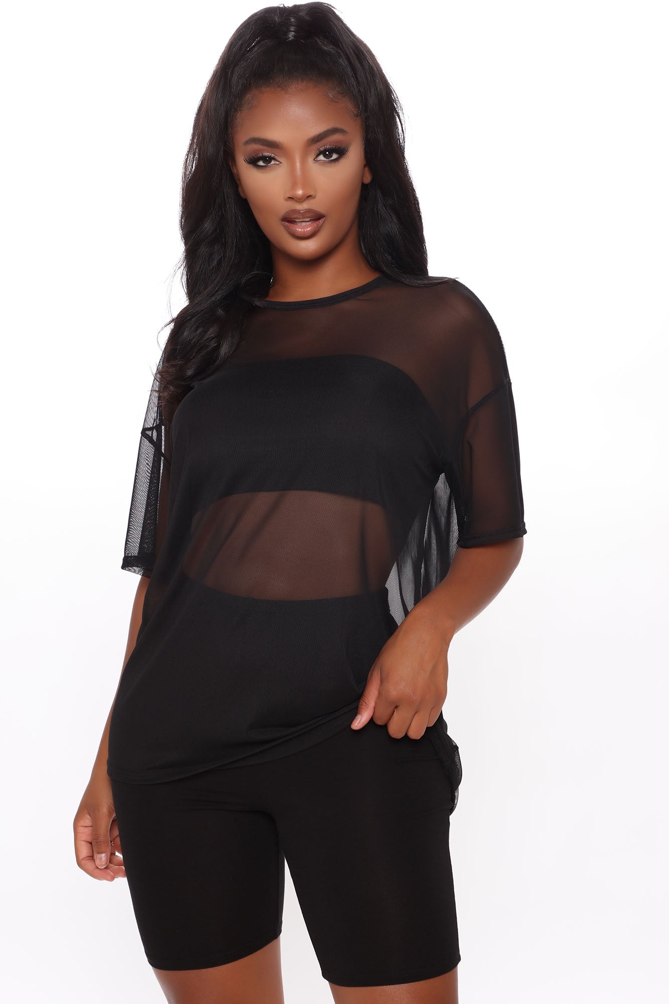 Nice And Clear 3 Piece Biker Short Set - Black