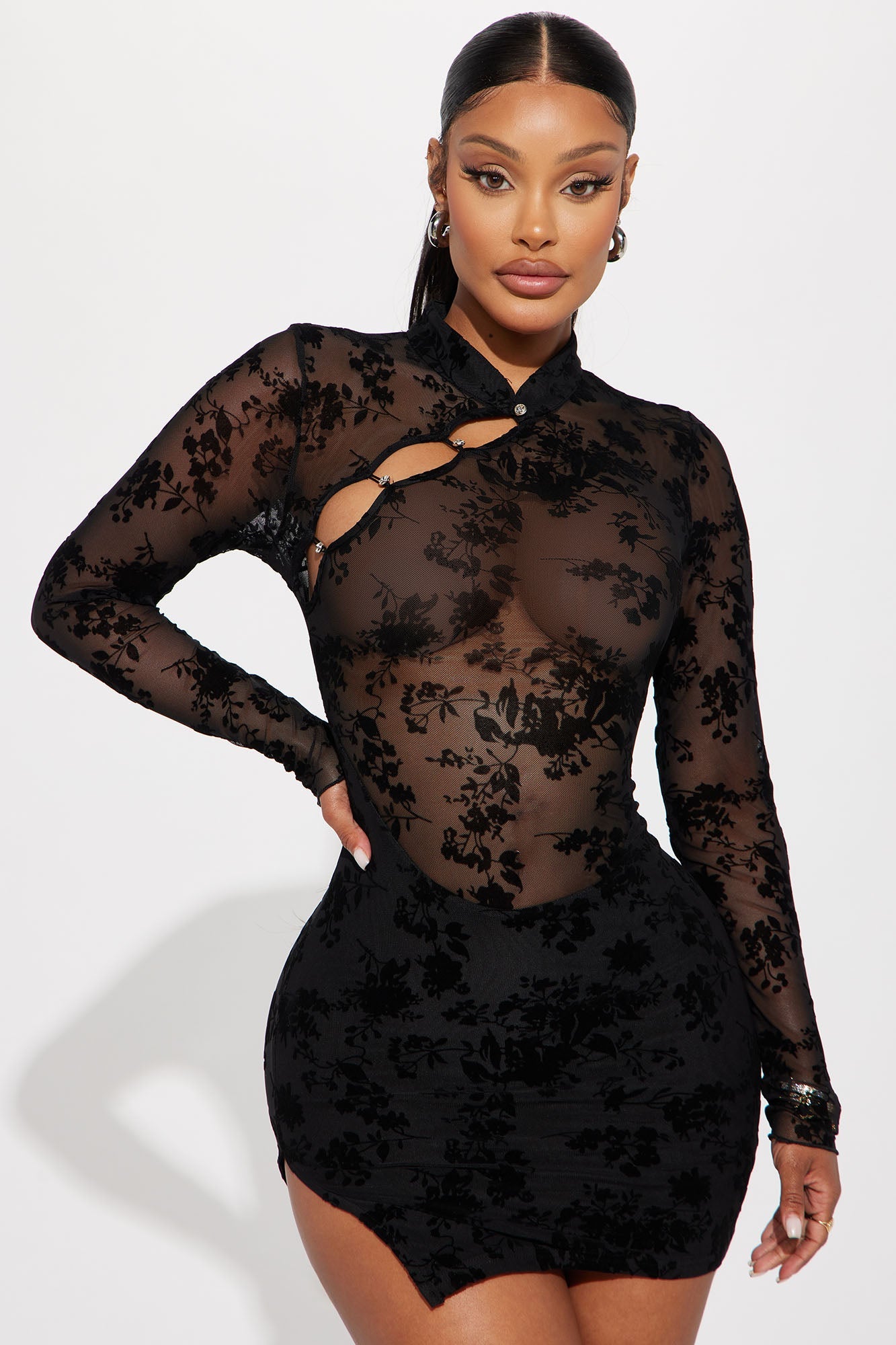 Raelynn Mesh Mini Dress - Black
