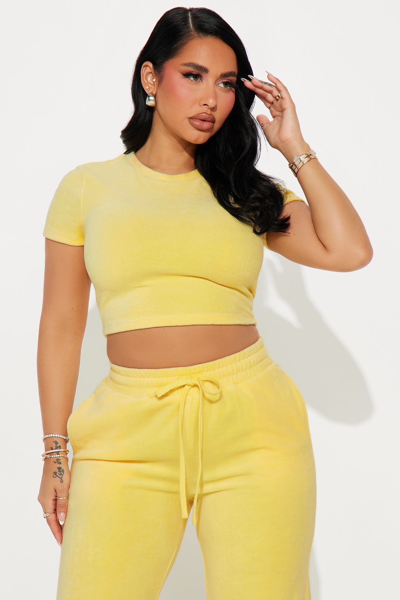 OG Trendsetter Velour Baby Tee Set - Yellow