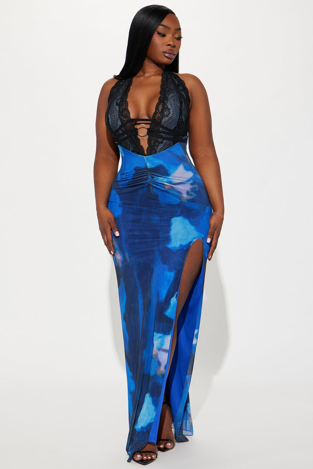 Ashley Mesh Maxi Dress - Blue/Black