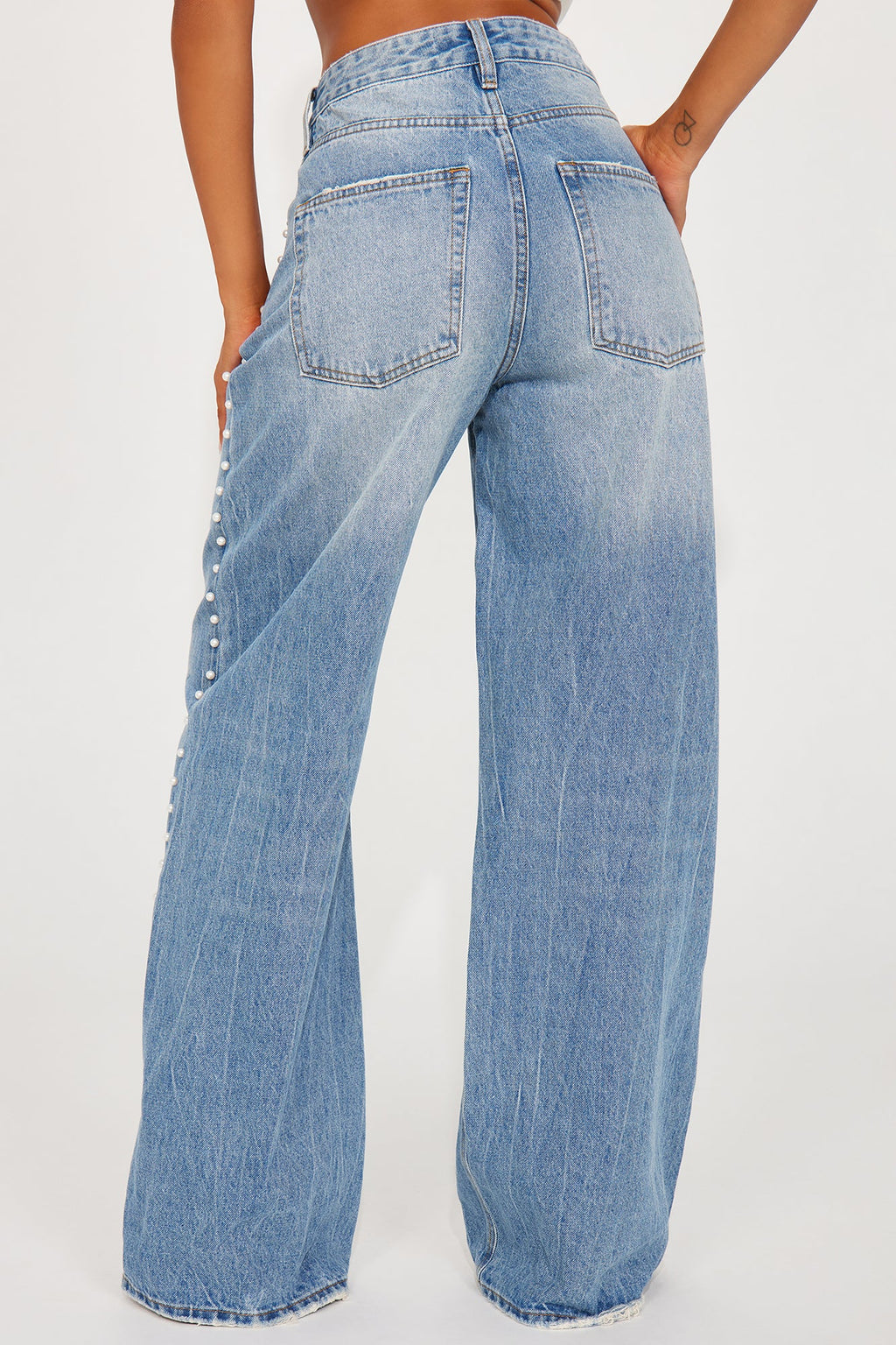 Clutching My Pearls Baggy Wide Leg Jeans - Medium Wash