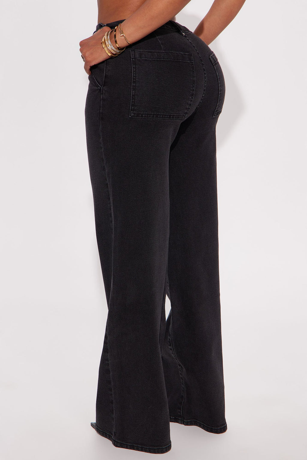 Here We Go Again Wide Leg Jeans - Black Wash