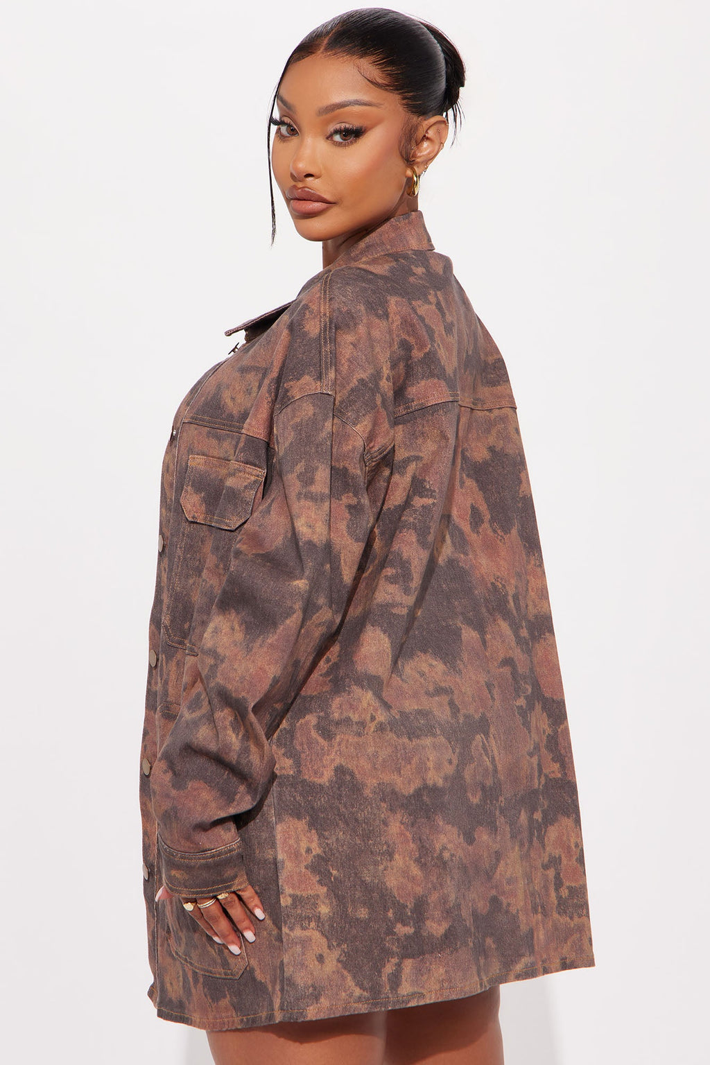 Taylor Denim Short Set - Brown Combo