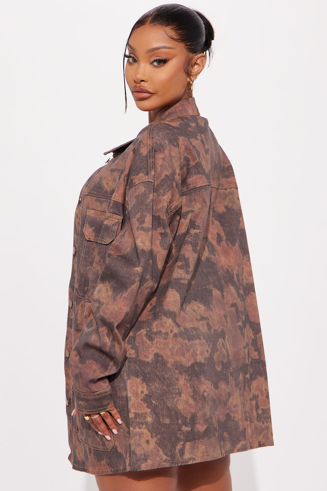 Taylor Denim Short Set - Brown Combo