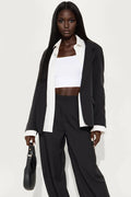 Put In Work Solid Oversized Blazer - Black/White