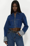 Adrian Cuffed Denim Jacket - Rinse Blue Wash