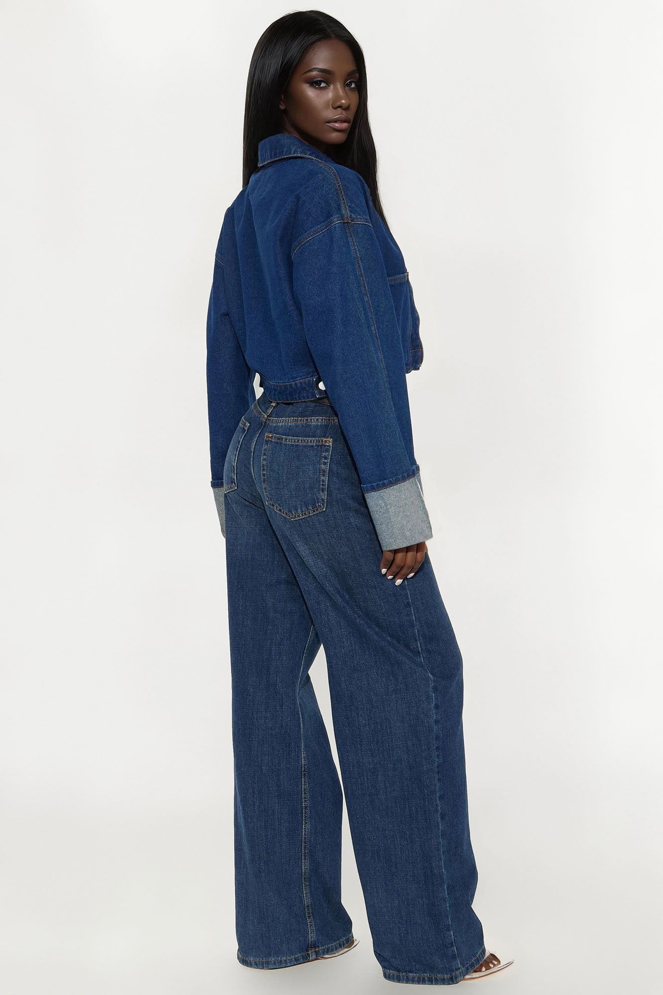 Adrian Cuffed Denim Jacket - Rinse Blue Wash