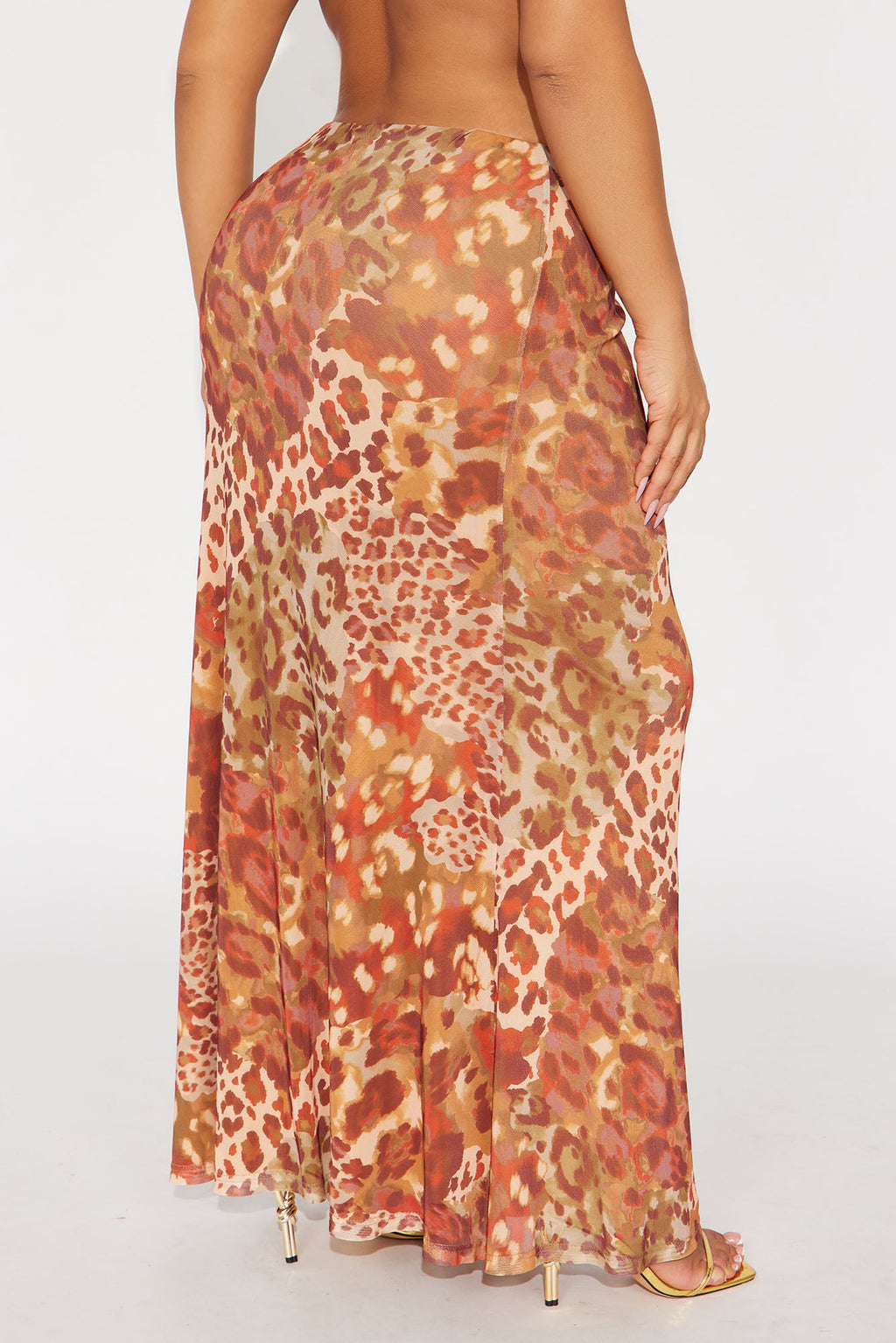 Some Type Of Way Leopard Mesh Maxi - Brown/combo