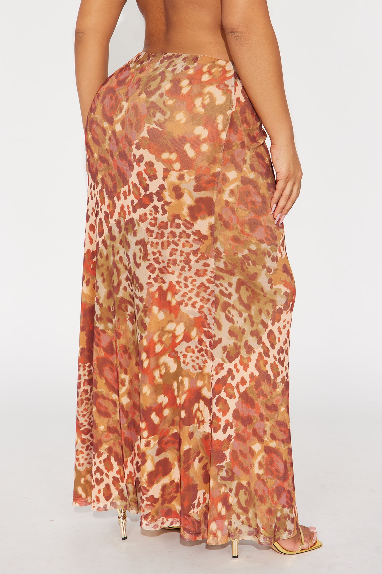 Some Type Of Way Leopard Mesh Maxi - Brown/combo