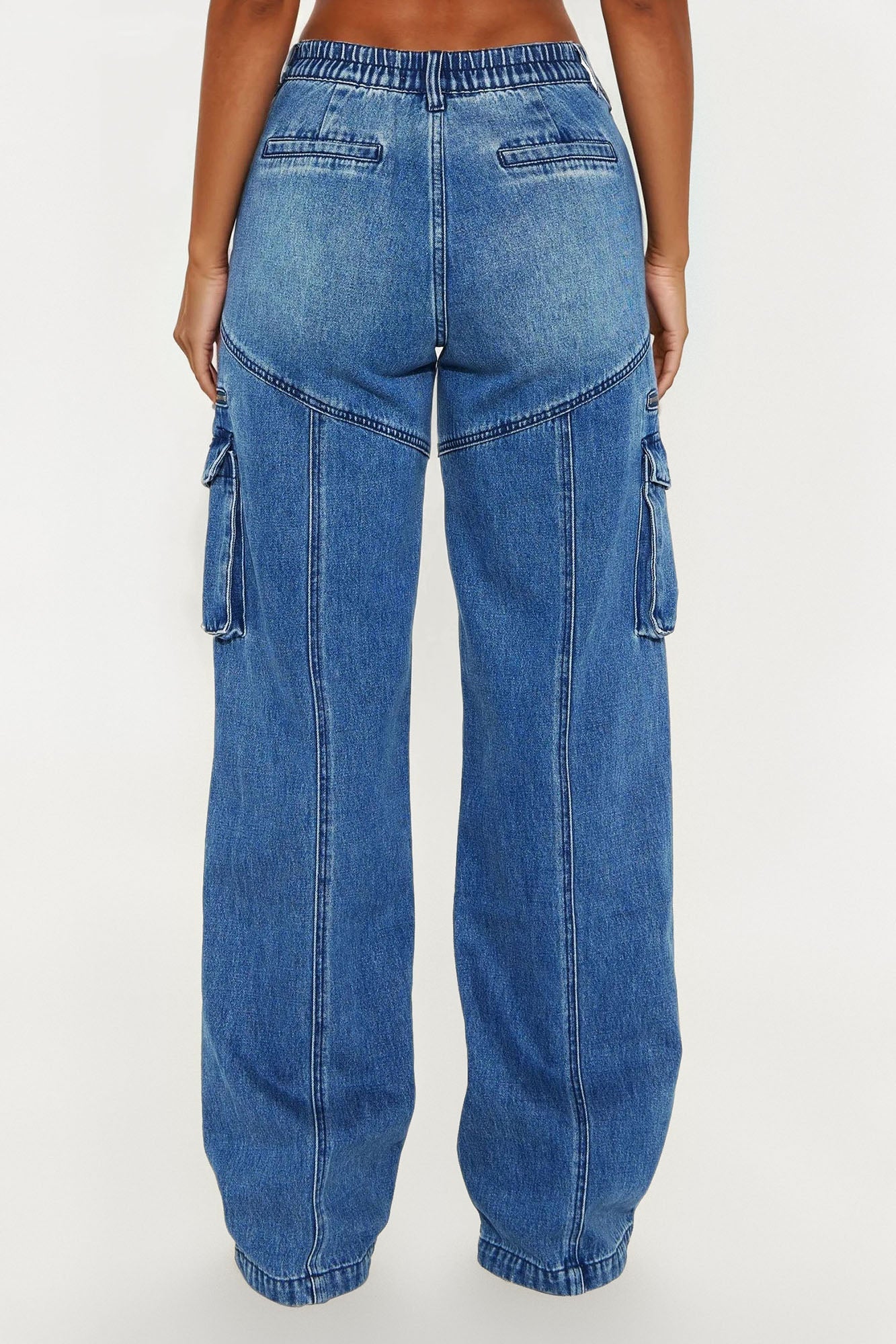 Tall Devil In Disguise Cargo Straight Leg Jeans - Medium Wash