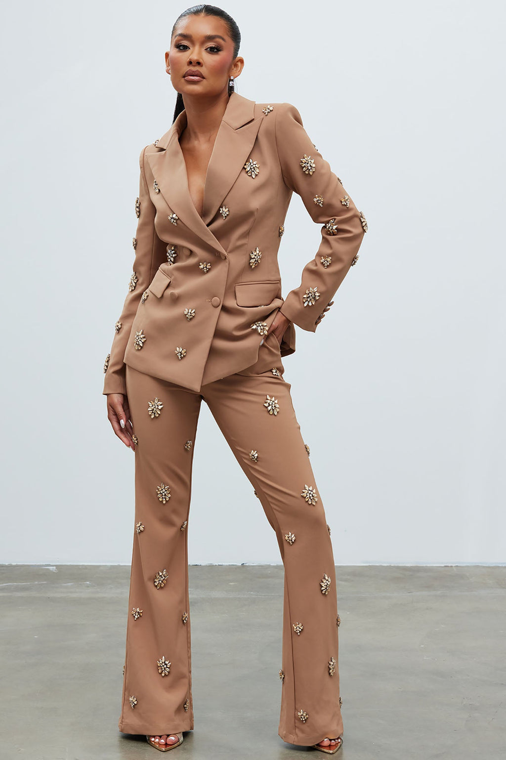 Verona Embellished Pant - Mocha