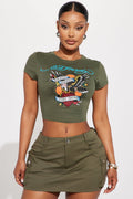 Ed Hardy Eagle Rhinestone Tee - Olive