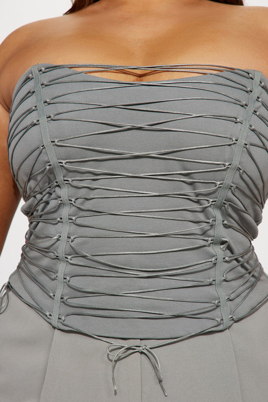 Hot List Strappy Corset top - Grey
