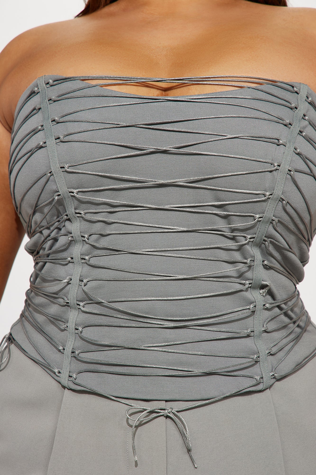 Hot List Strappy Corset top - Grey