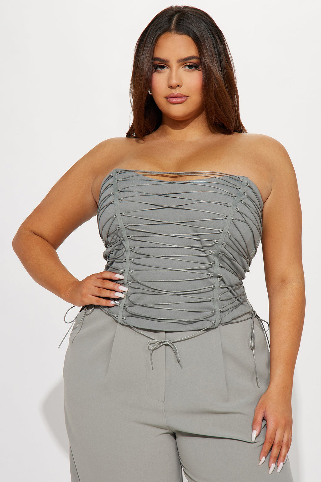 Hot List Strappy Corset top - Grey