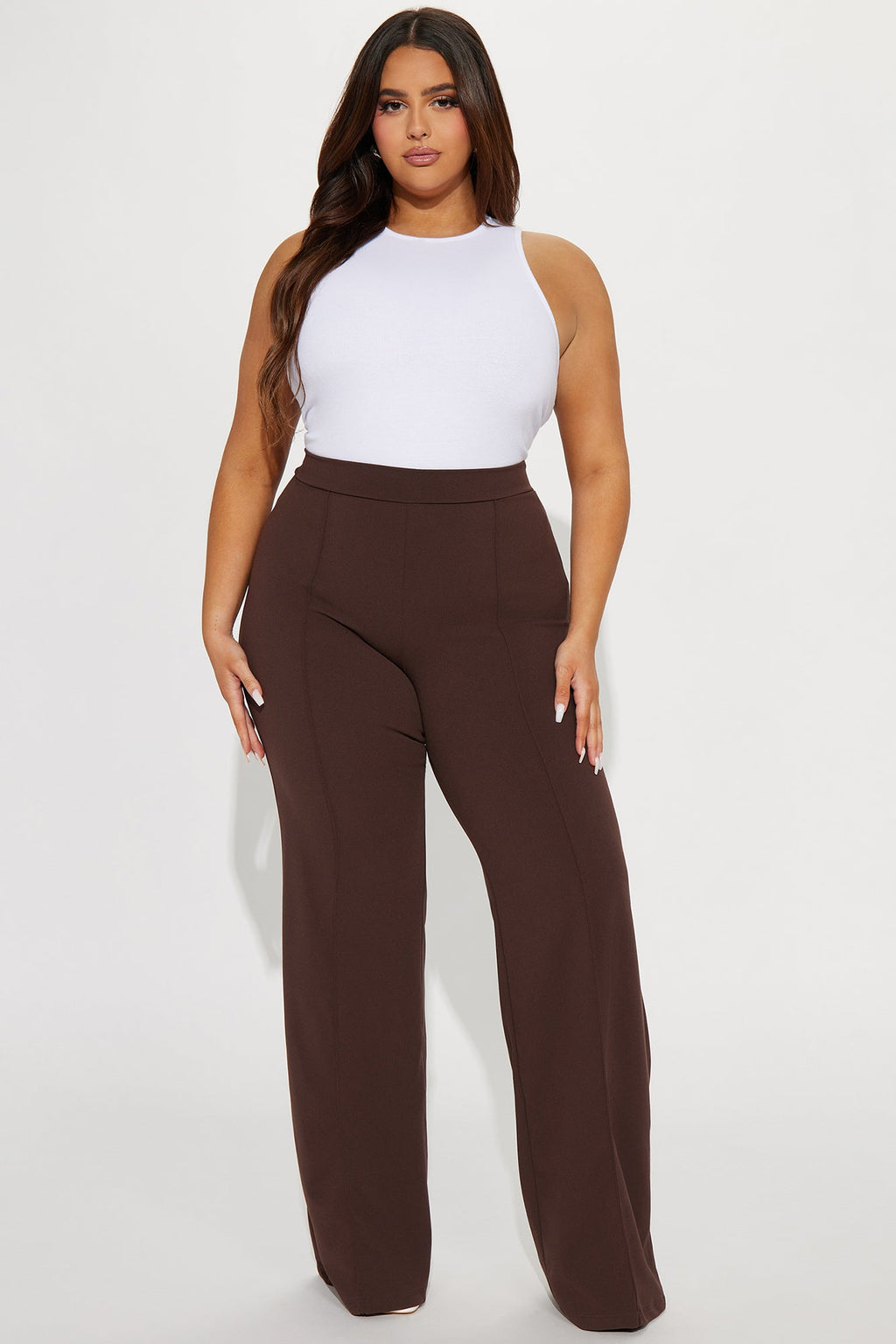 Tall Victoria High Waisted Dress Pants - Chocolate