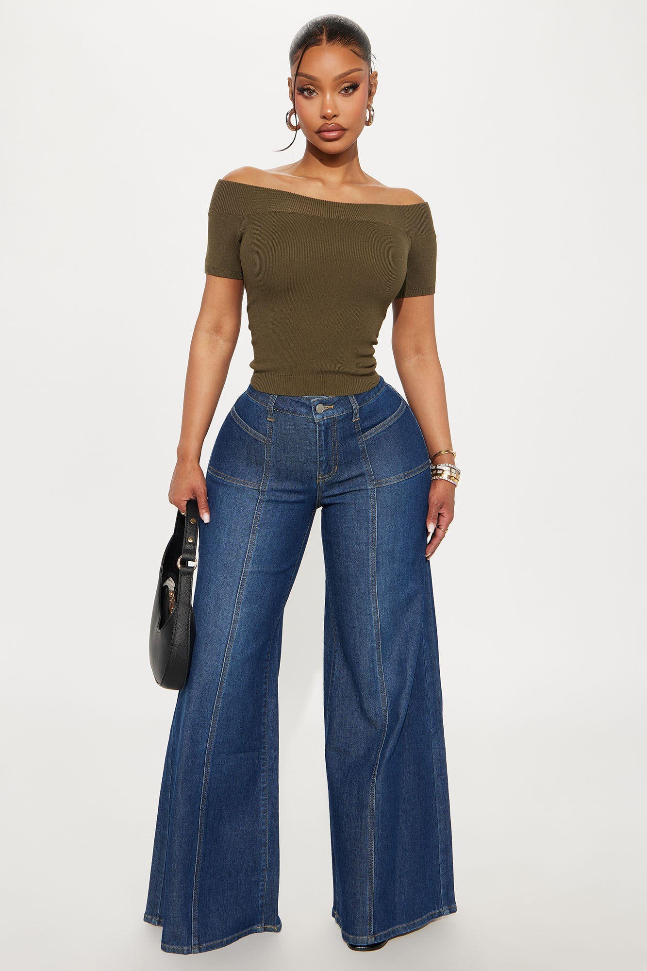 Velora Wide Leg Denim Jeans - Dark Wash
