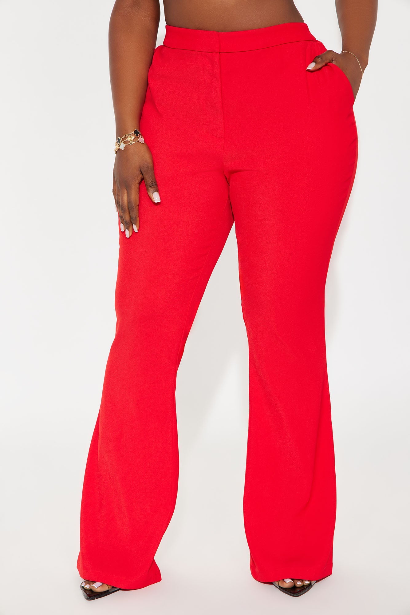 Breaking Even Flare Trouser - Red
