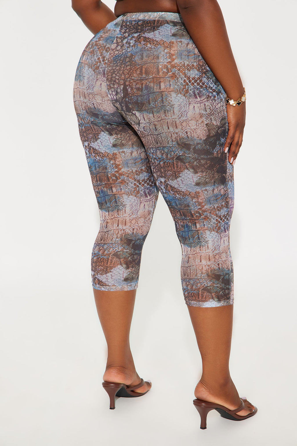 That's So Hot Animal Print Mesh Capri Legging - Taupe/combo