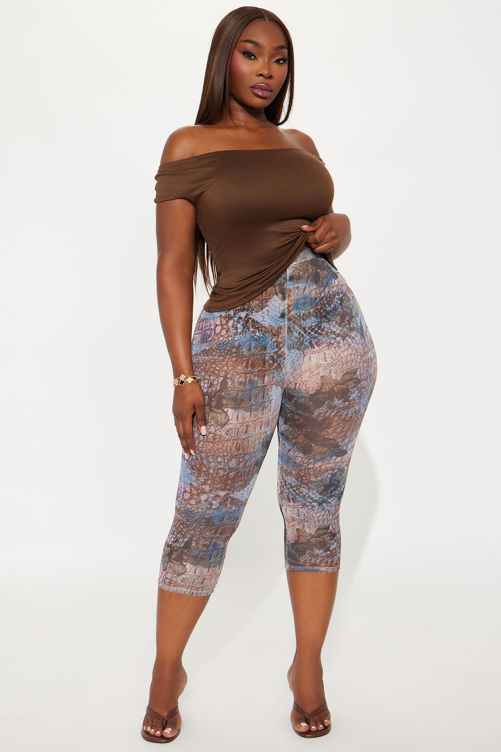 That's So Hot Animal Print Mesh Capri Legging - Taupe/combo