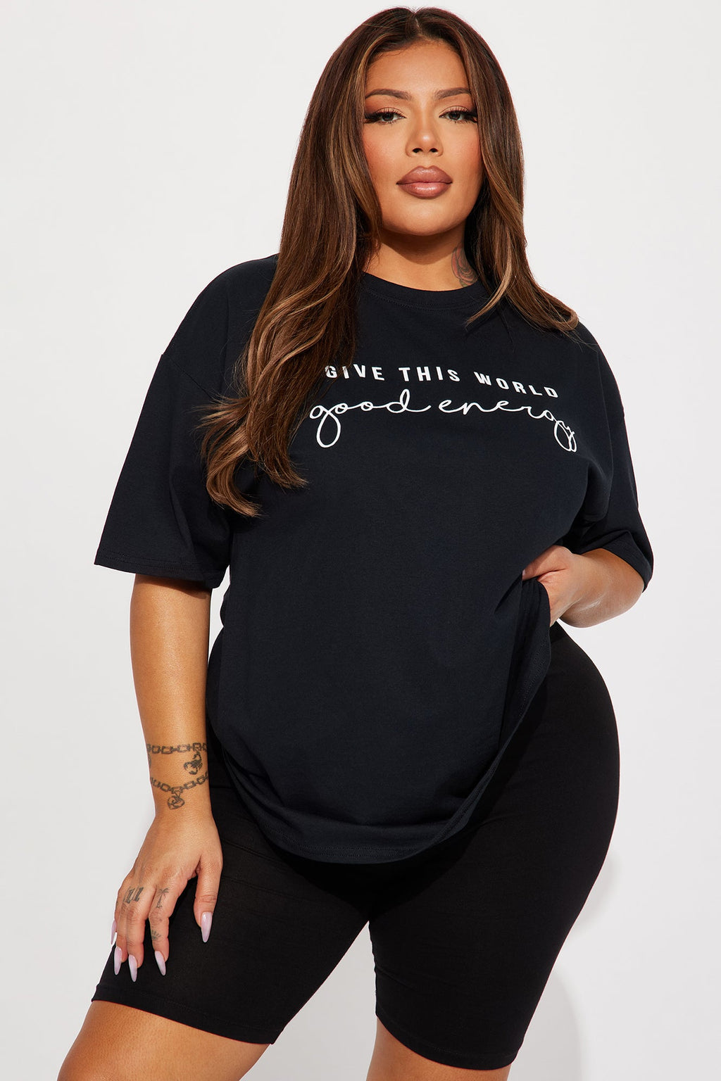 Give This World Good Energy Short Sleeve Tee - Black