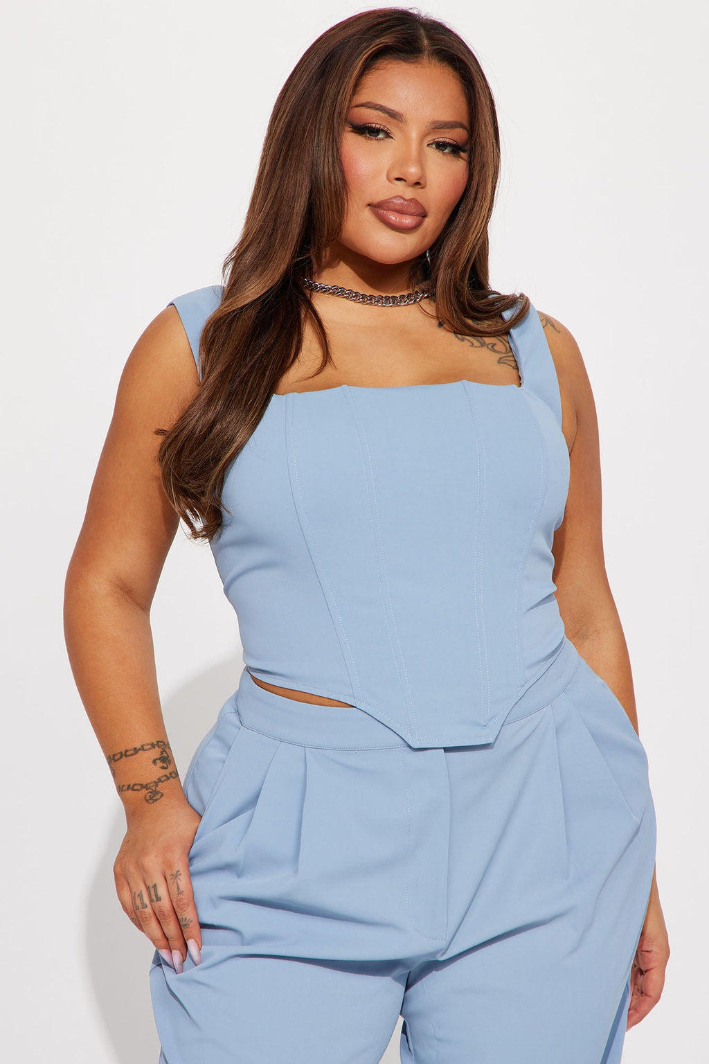 Karol Corset Pant Set - Slate Blue