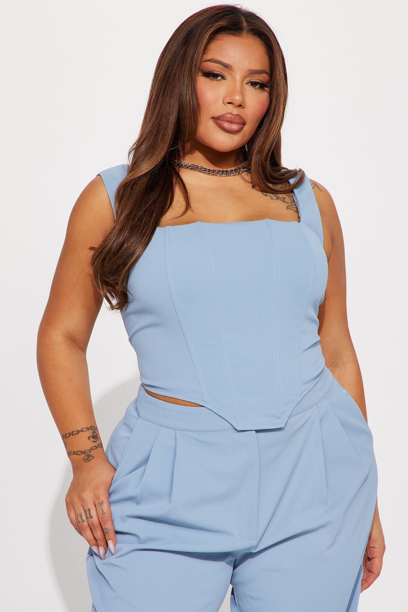 Karol Corset Pant Set - Slate Blue