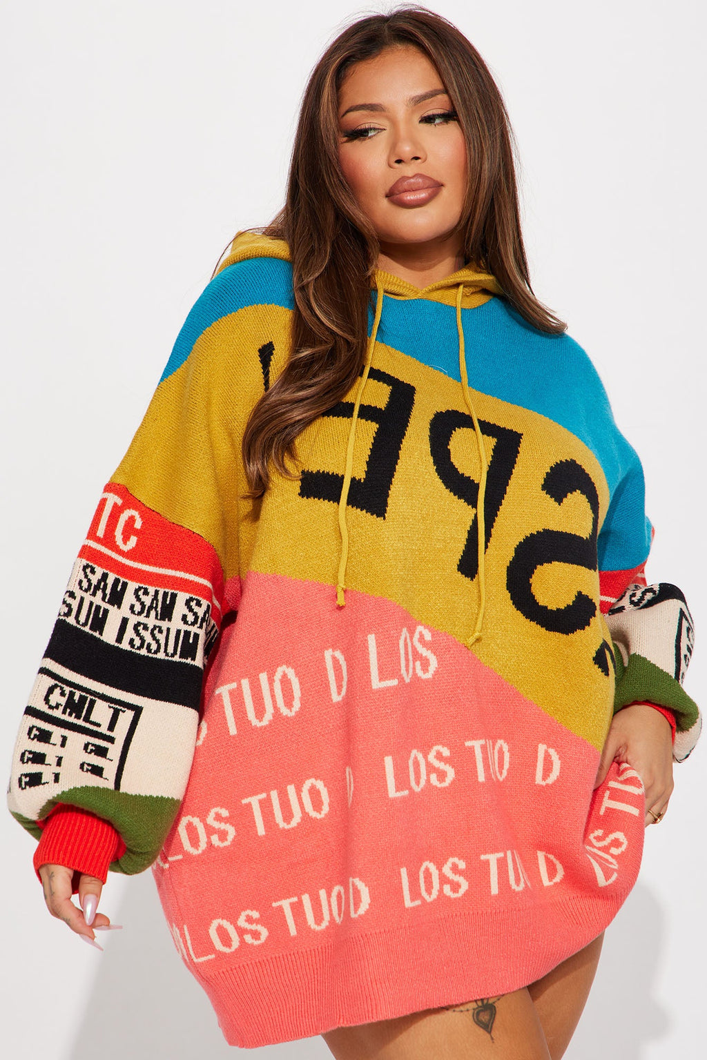Los Moto Sweater Mini Dress - Multi Color