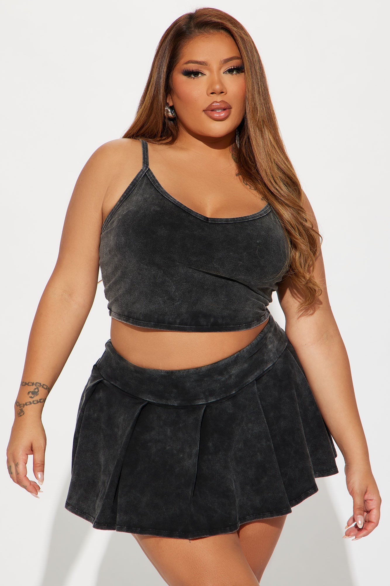 Roxanna Micro Mini Skort Set - Black