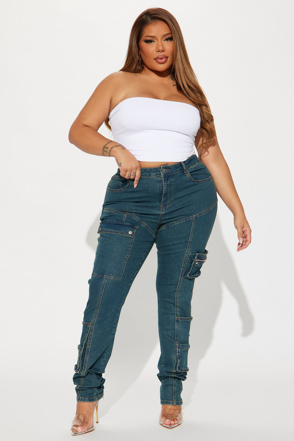 Good Form Cargo Slim Straight Leg Jeans - Dark Wash