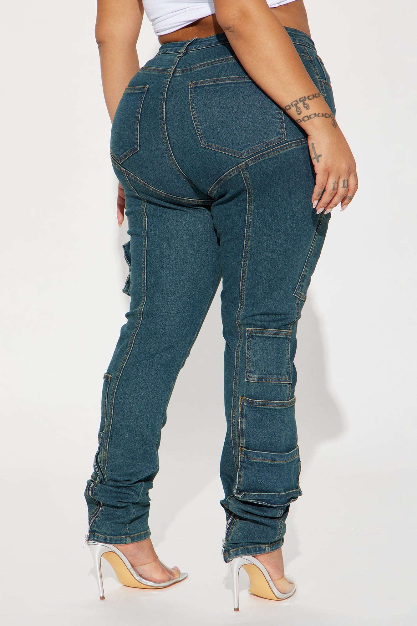 Good Form Cargo Slim Straight Leg Jeans - Dark Wash