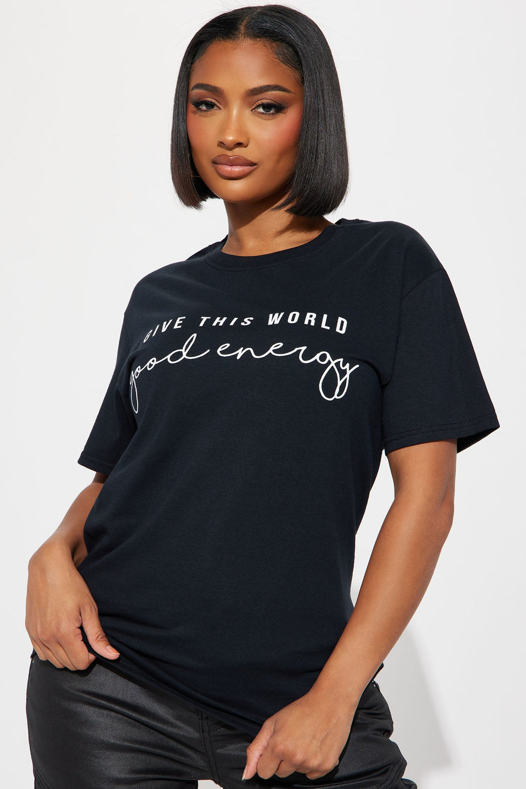 Give This World Good Energy Short Sleeve Tee - Black