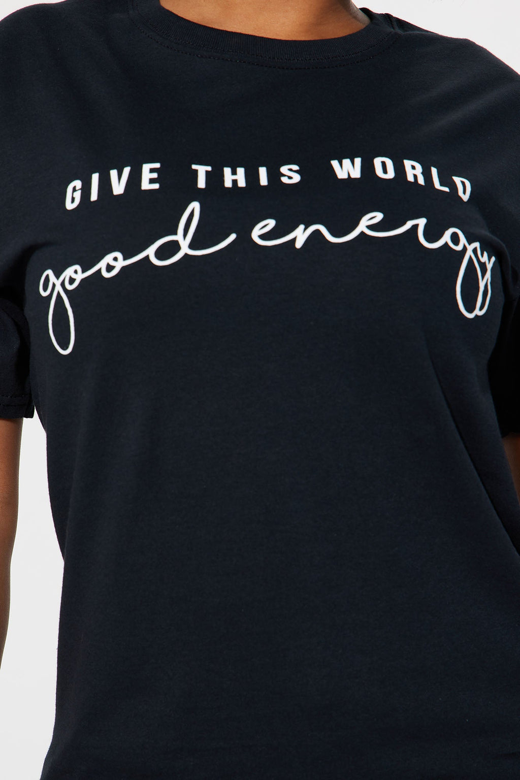 Give This World Good Energy Short Sleeve Tee - Black