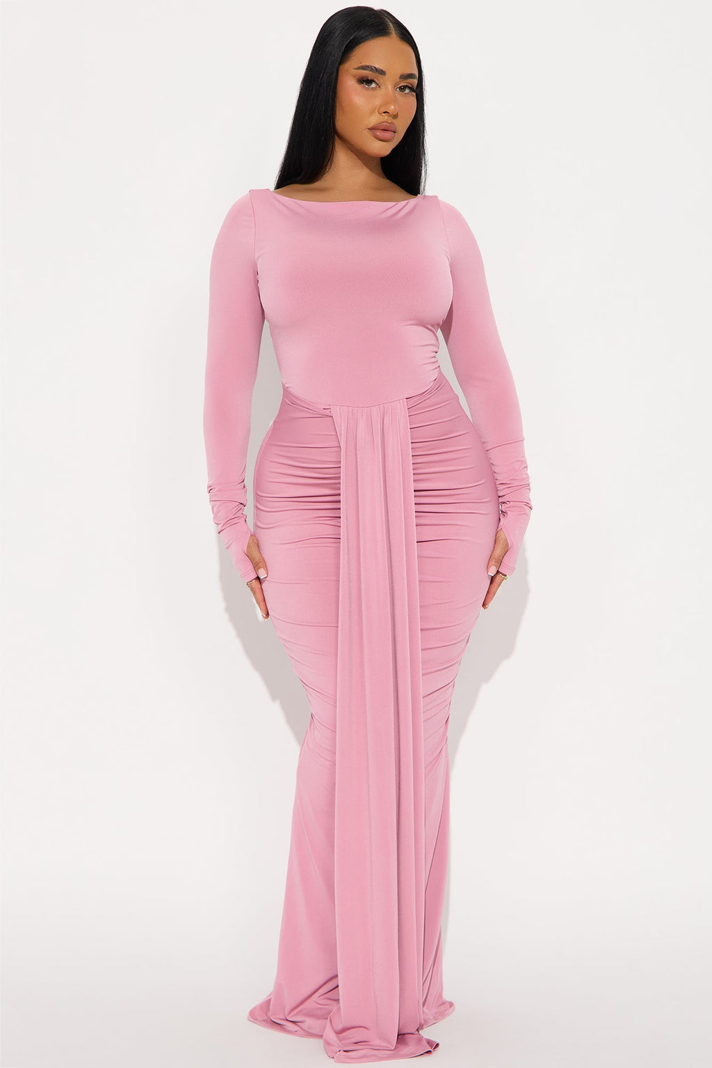 Eloise Boat Neck Maxi Dress - Mauve