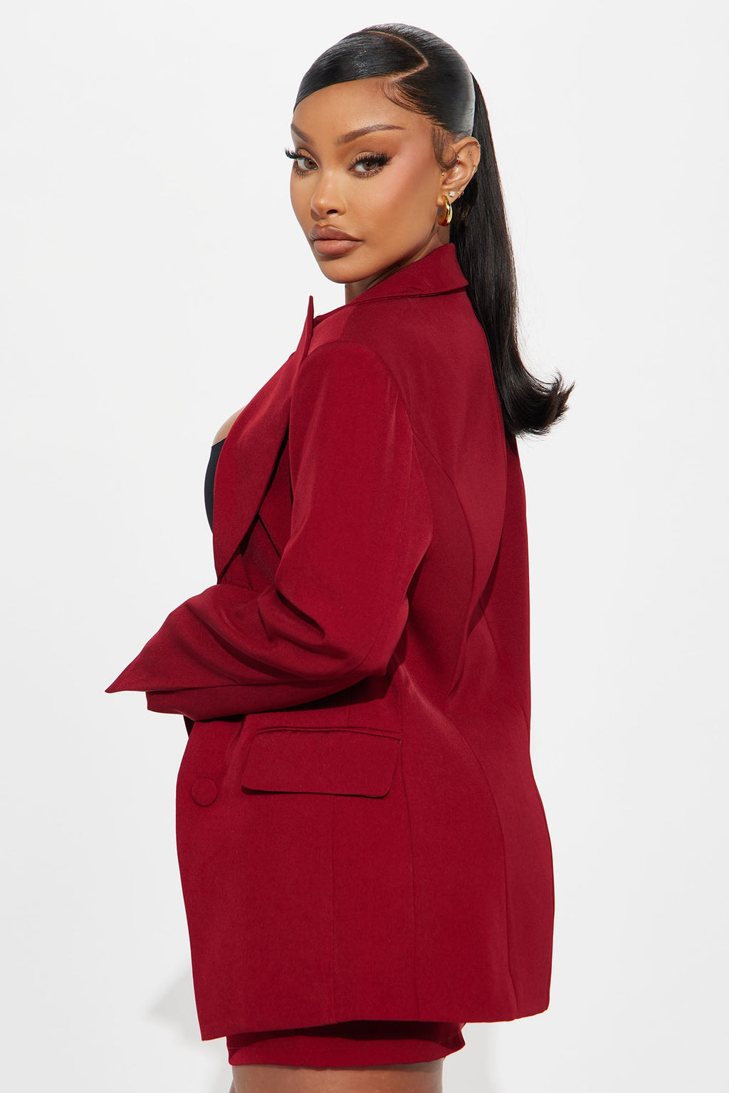 Business Time Blazer Skirt Set - Red