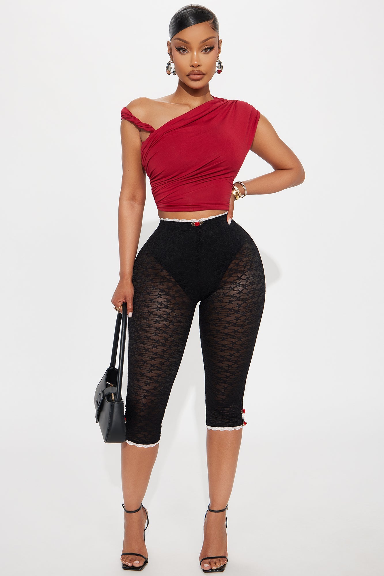 Remina Lace Capri Legging - Black/combo