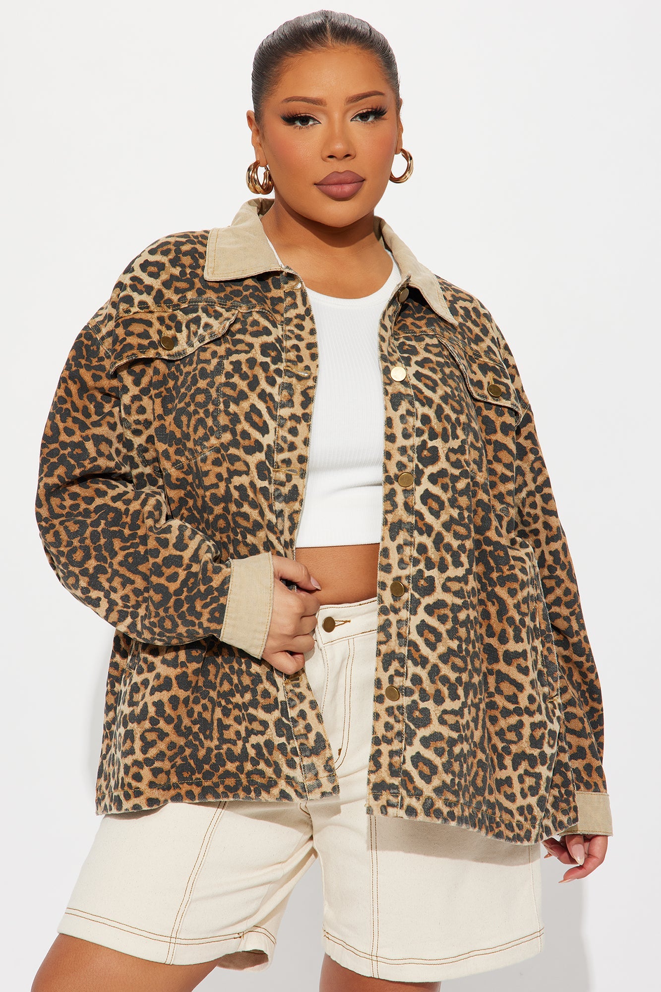 Denise Oversized Leopard Barn Jacket - Brown/combo